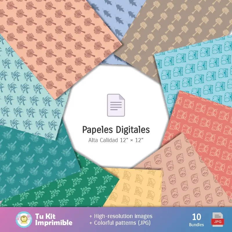 Collages | Padrões e Texturas Búhos e Lechuzas - Kits de Scrapbook e Festas