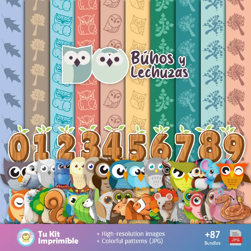 Búhos y Lechuzas modelli e texture - Scrapbook e kit partito