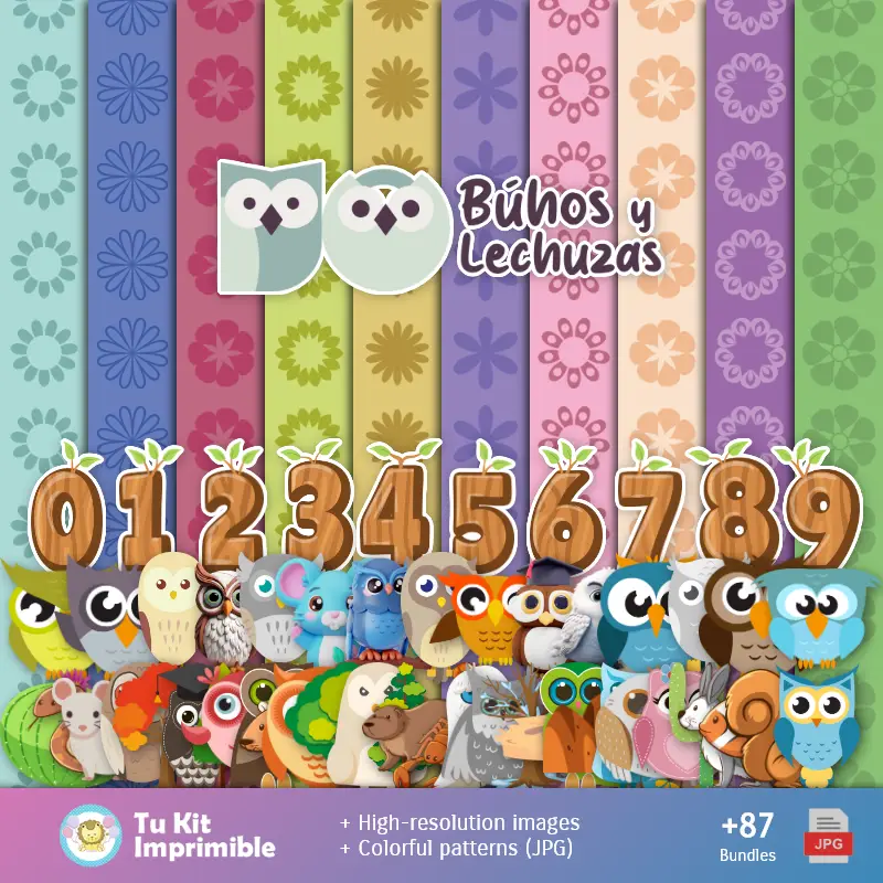 Números Temáticos | Búhos y Lechuzas - Papiers de décoration numériques