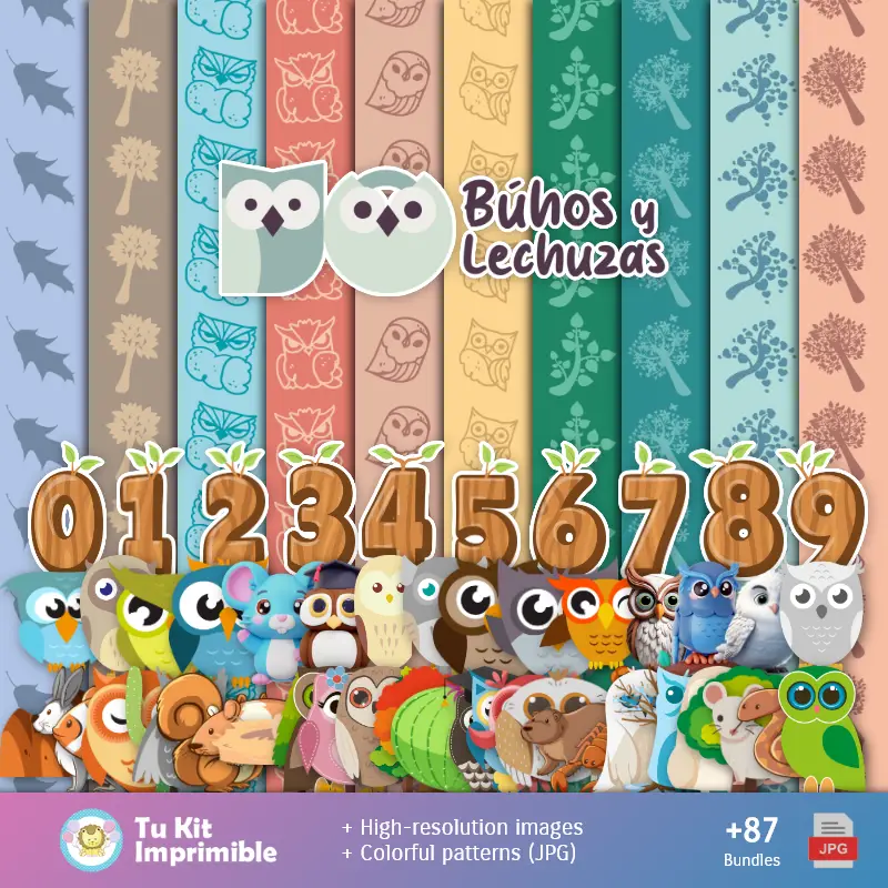 Узоры и текстуры Búhos y Lechuzas - Scrapbook и Party Kits