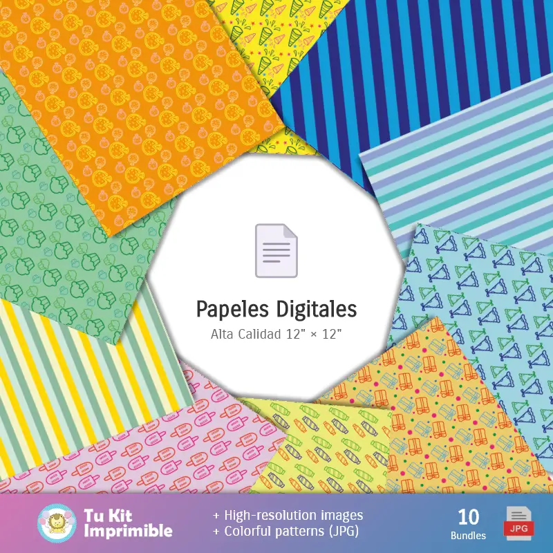 Collages | Padrões e Texturas Feliz Aniversário - Kits de Scrapbook e Festas