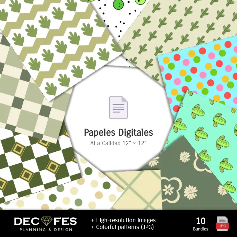 Collages | Cactus Digital Paper - Stampabile per Scrapbook e fai da te