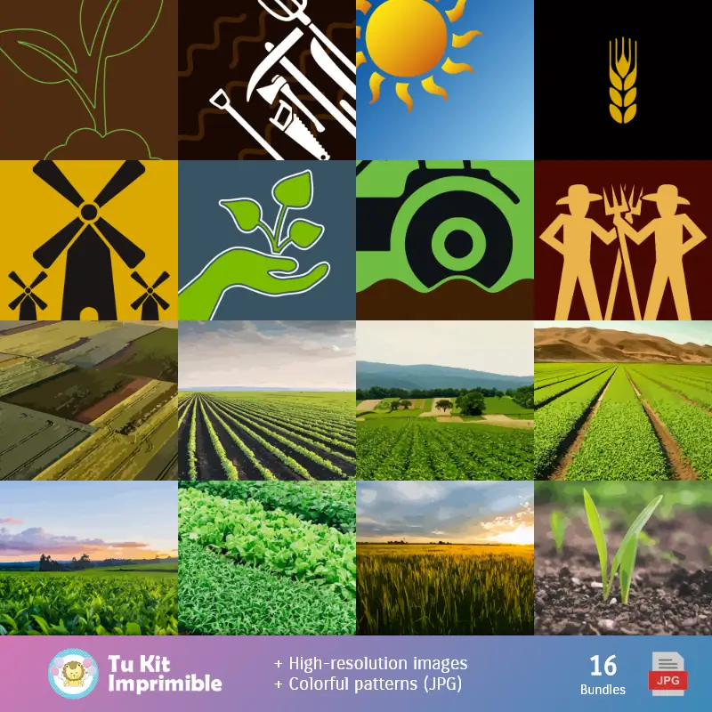 Números Temáticos | Campesino Day Funds - Digital Papers for Decoration