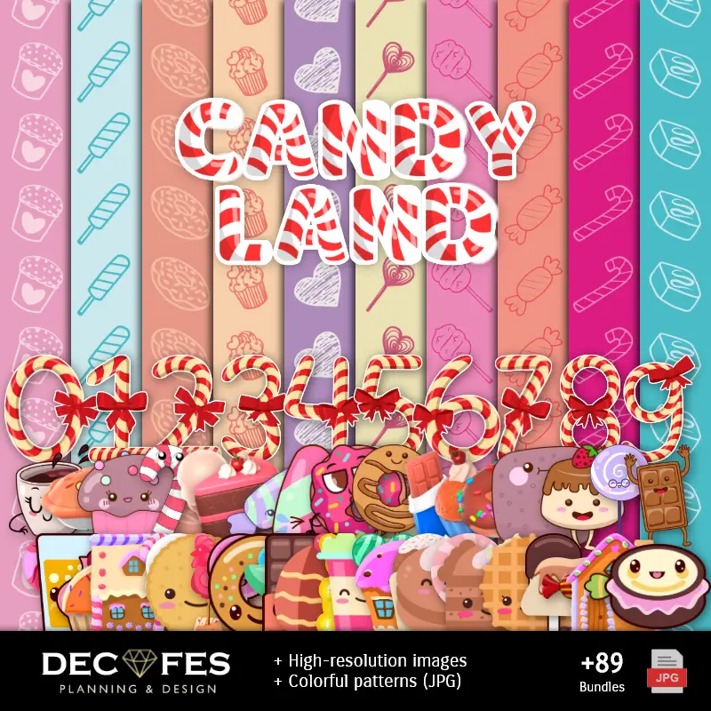 Candyland Digital Paper - Printable for Scrapbook and DIY
