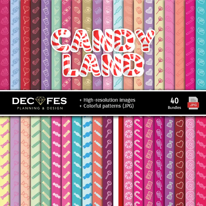 Fondos | Set de Papeles Digitales Candyland - Fundos para Festas e Scrapbooking