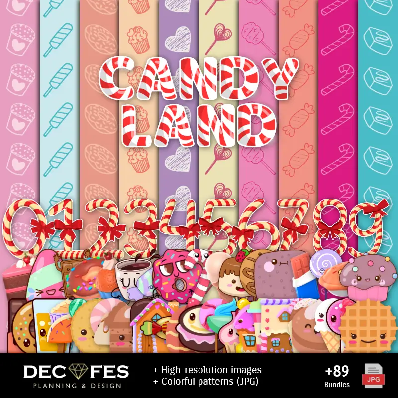 Papel Digital Candyland - Imprimíveis para Scrapbook e DIY