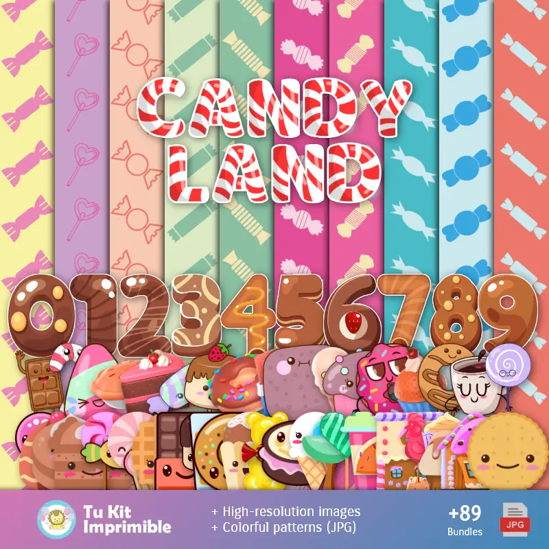 Padrões e Texturas Candyland - Kits de Scrapbook e Festas