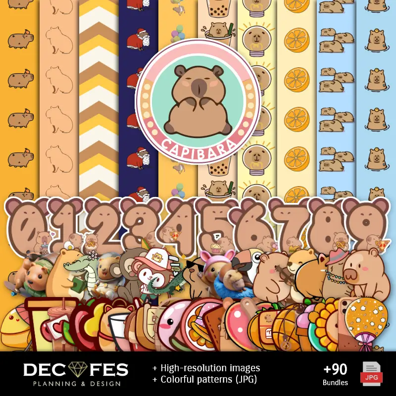 Papel Digital Capibara - Imprimíveis para Scrapbook e DIY