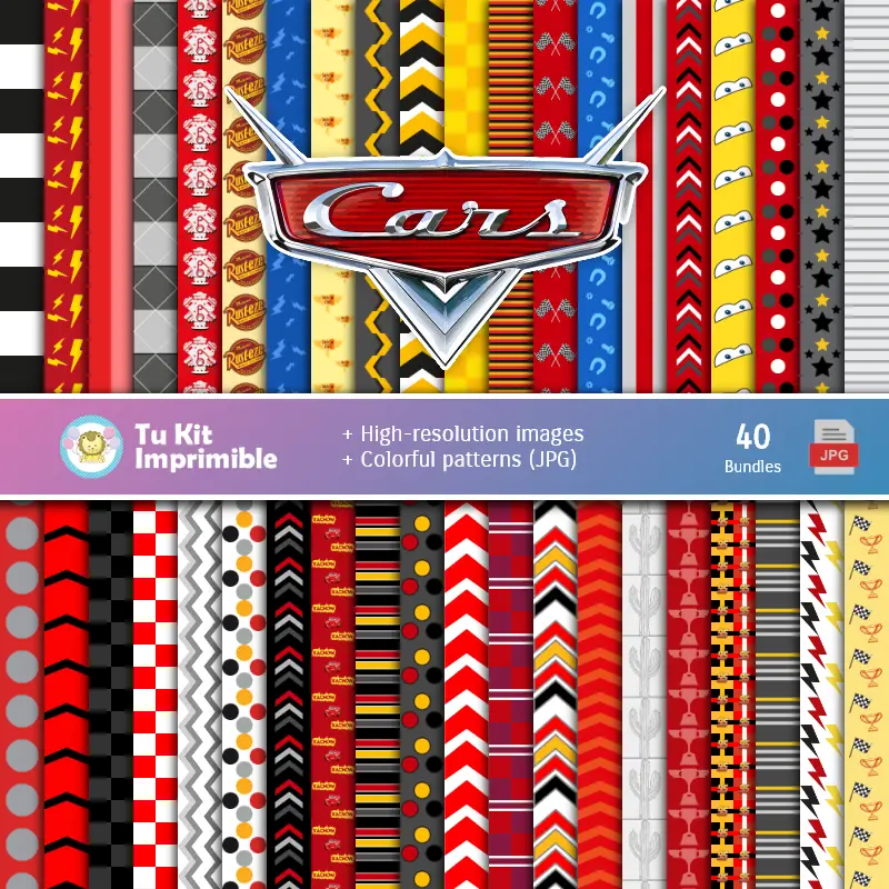 Cars McQueen Digital Paper Set - Festival e Scrapbooking