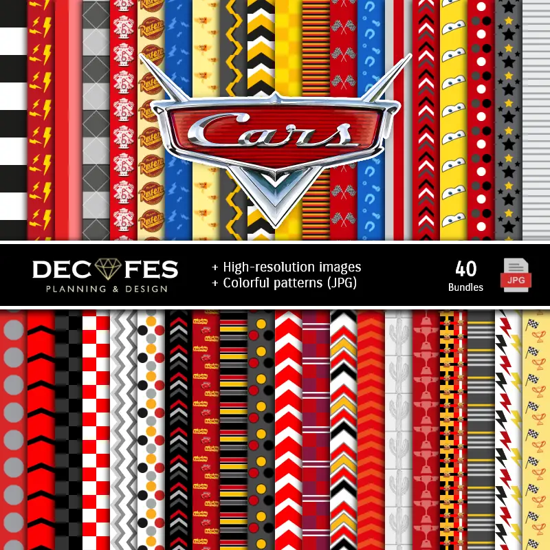 Fondos | Cars McQueen Ensemble de papier numérique - Festivals et Scrapbooking