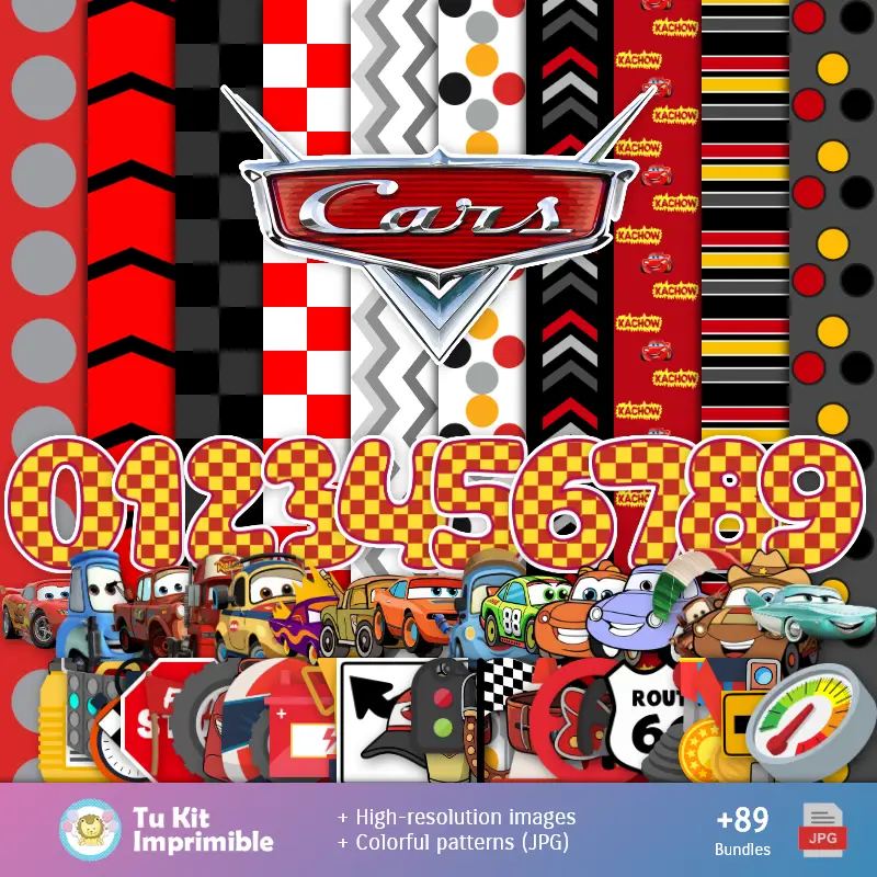 Cars McQueen Patterns and Textures - Scrapbook and Party Kits