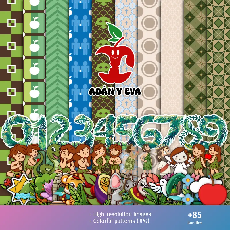Fundos Adão e Eva - Papel Digital para Decoração