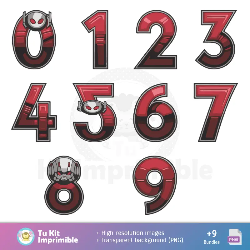 Números Temáticos | Fundos Ant-Man - Papel Digital para Decoração