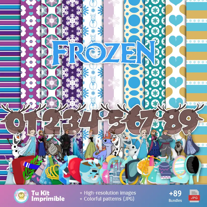 Fundos Frozen - Papeles Digitales para Decoração