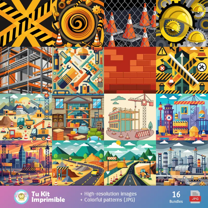 Fondos | Fundos Construção - Papel Digital para Decoração