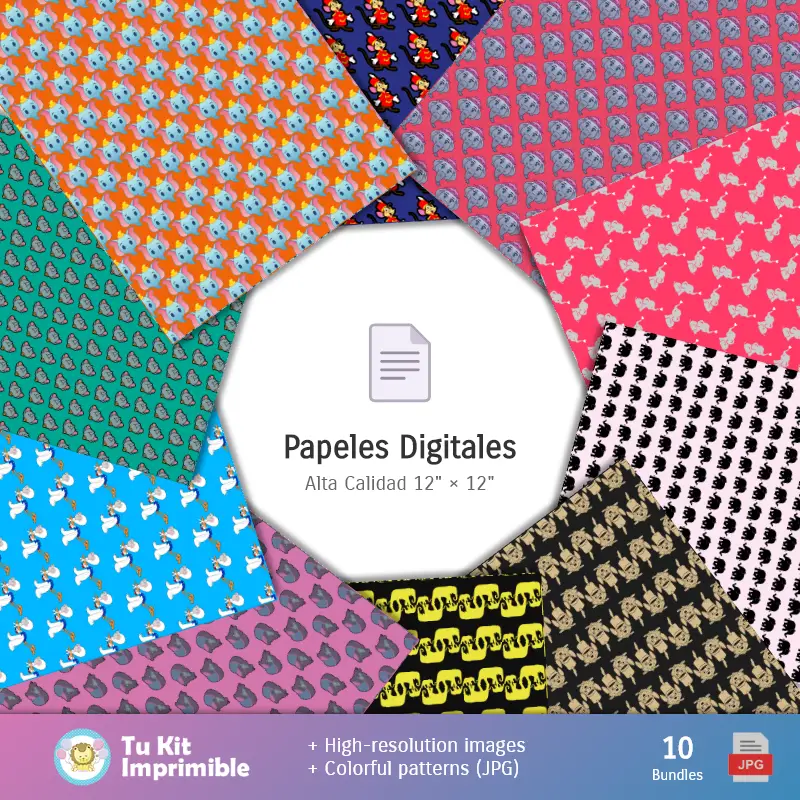 Collages | Fundos Dumbo - Papel Digital para Decoração