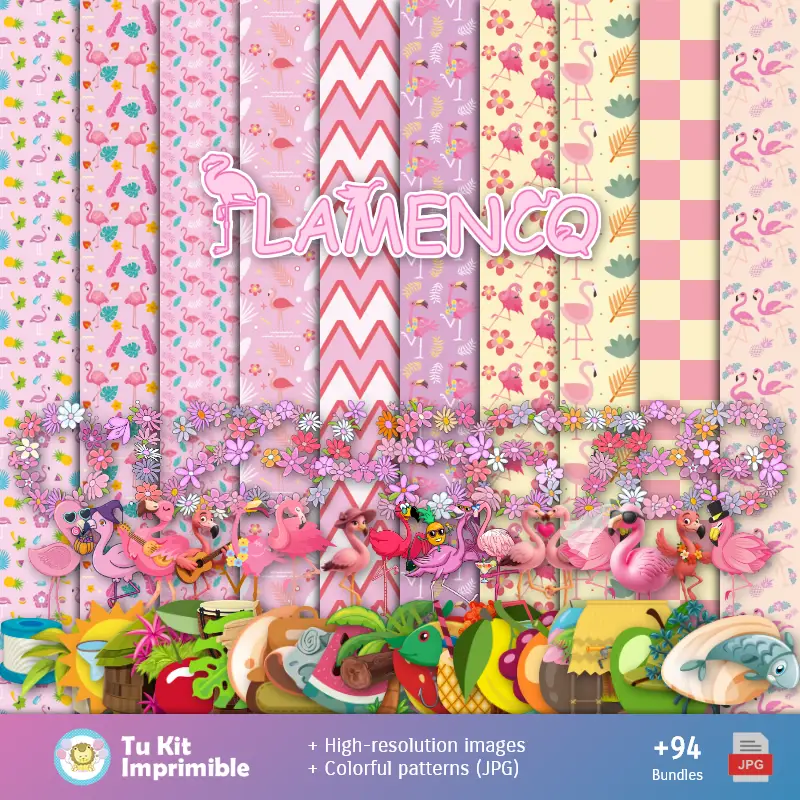 Fundos Flamencos - Papel Digital para Decoração