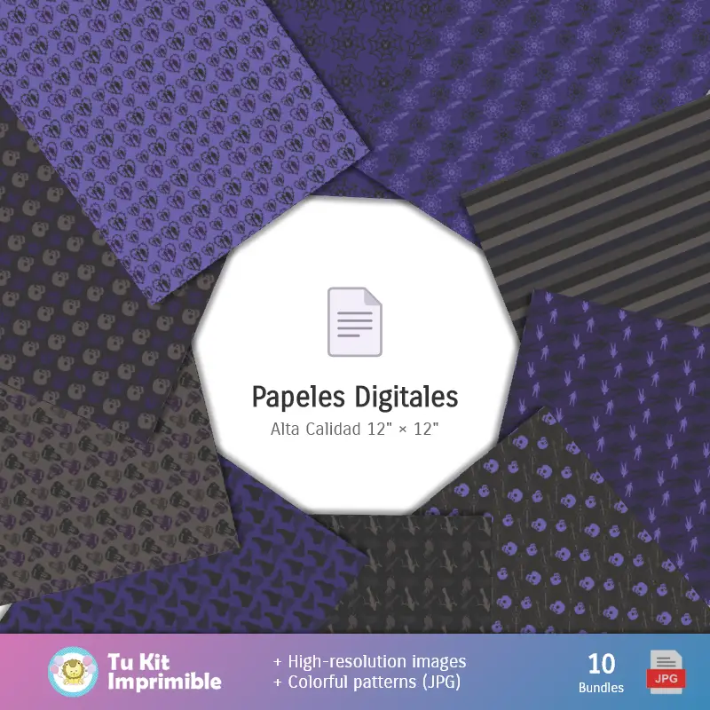 Collages | Fundos Merlina - Papel Digital para Decoração