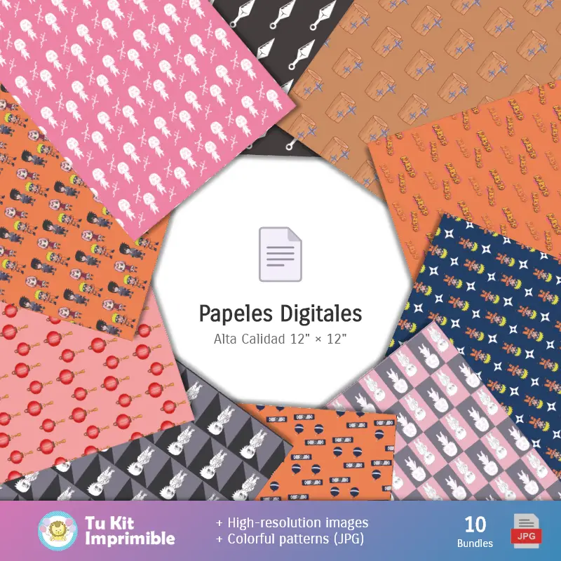 Collages | Fundos Naruto - Papel Digital para Decoração