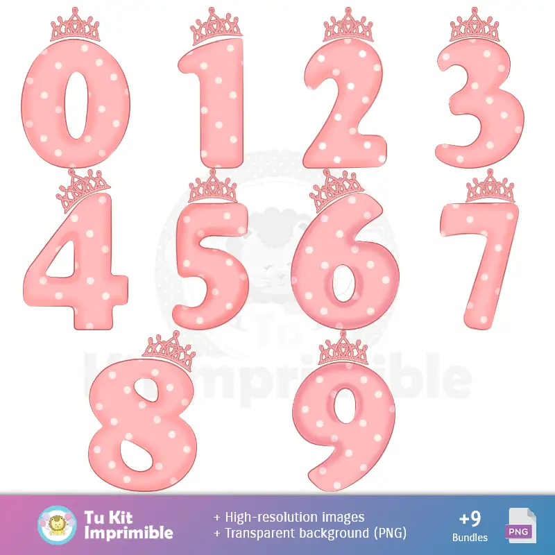Números Temáticos | Osita Rosa - Papel Digital para Decoração