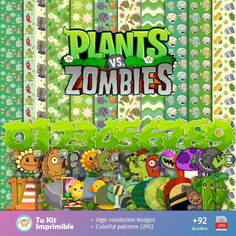Fundos Plantas vs Zombies - Papeles Digitales para Decoração