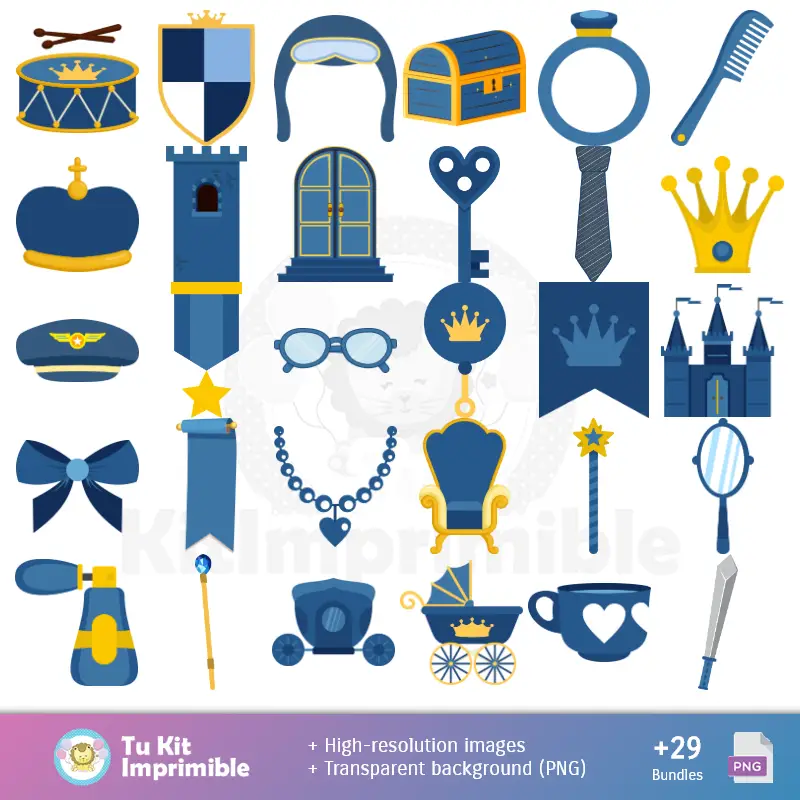 Accesorios | Osito Príncipe Azul - Papel Digital para Decoração