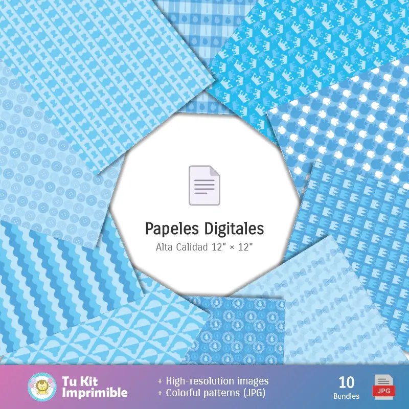 Collages | Osito Príncipe Celeste - Papeles Digitales para Decoração