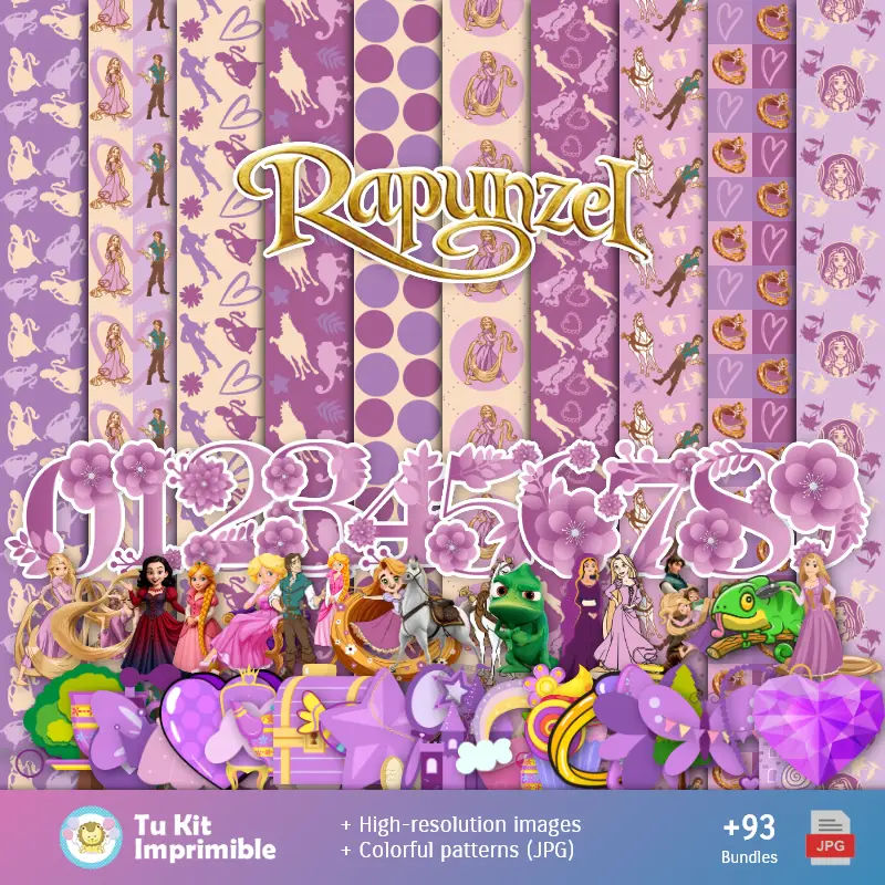 Fundos Rapunzel - Papel Digital para Decoração