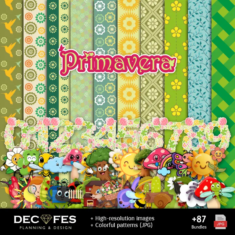 Papel Digital Primavera - Imprimíveis para Scrapbook e DIY