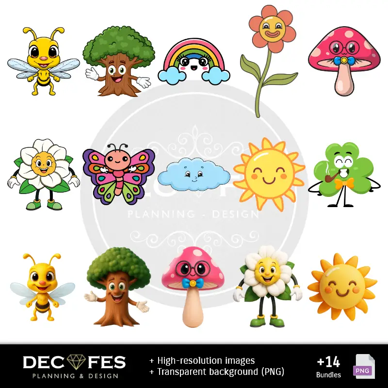 Personajes | Papel Digital Primavera - Imprimíveis para Scrapbook e DIY