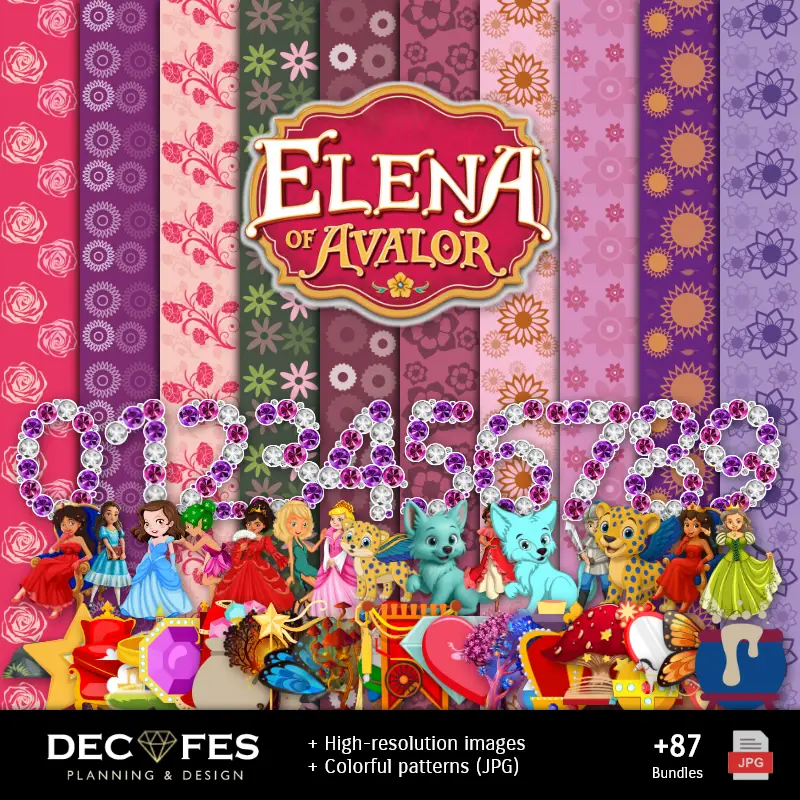 Papel Digital Elena de Avalor - Imprimíveis para Scrapbook e DIY