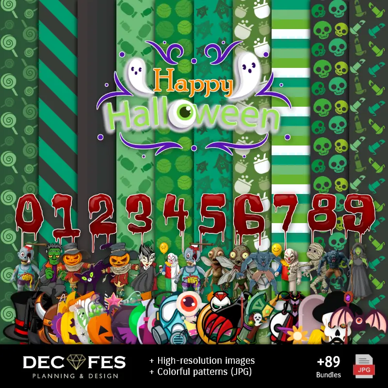 Personajes | Papel Digital Halloween - Imprimíveis para Scrapbook e DIY