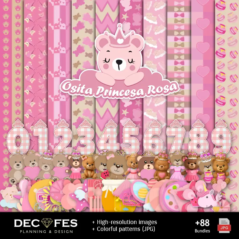 Papel Digital Osita Rosa - Imprimíveis para Scrapbook e DIY