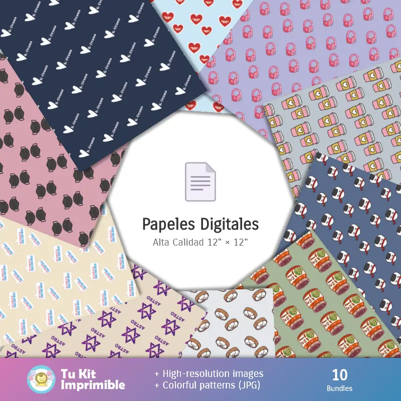 Collages | Cha Eunwoo Patterns and Textures - Kits para Scrapbook e Festas