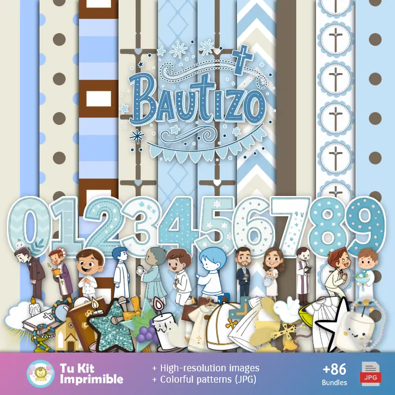 Child Baptizing Patterns and Textures - Scrapbook and Party Kits