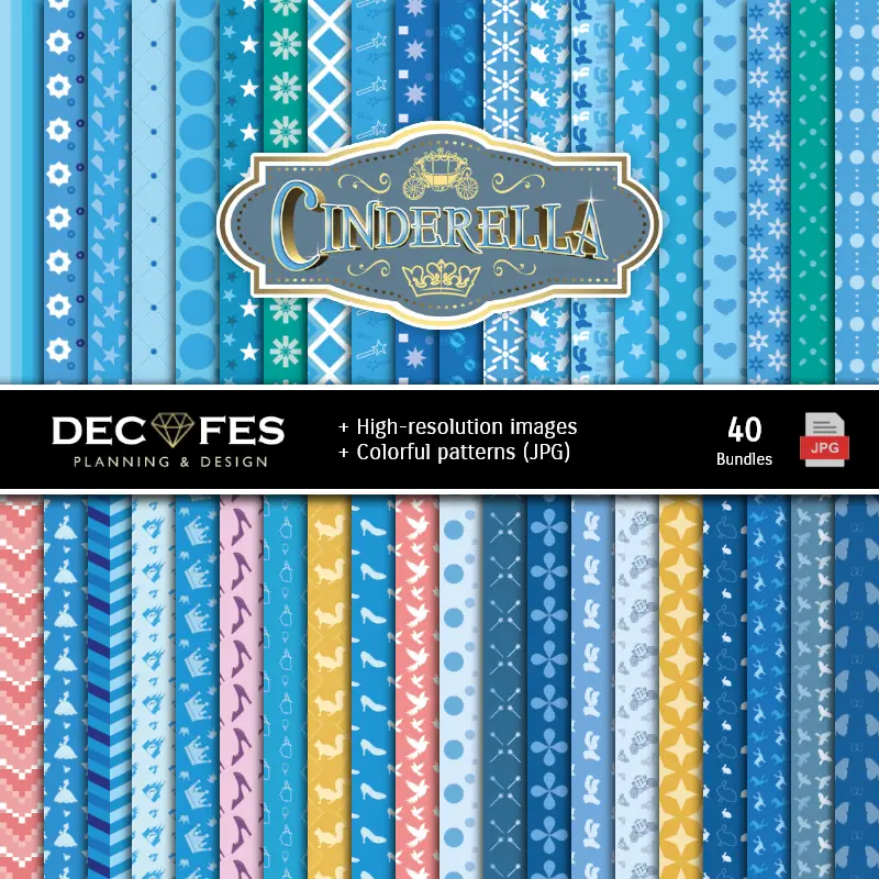 Fondos | Set de Papeles Digitales La Cenicienta - Fundos para Festas e Scrapbooking