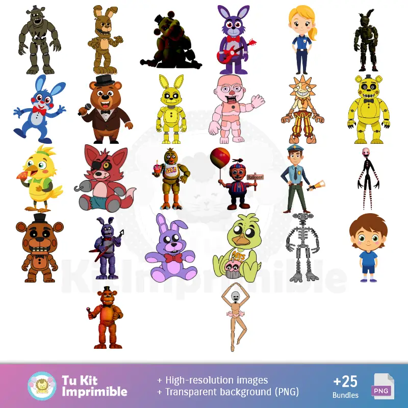Números Temáticos | Padrões e Texturas Five Nights at Freddy's - Kits de Scrapbook e Festas