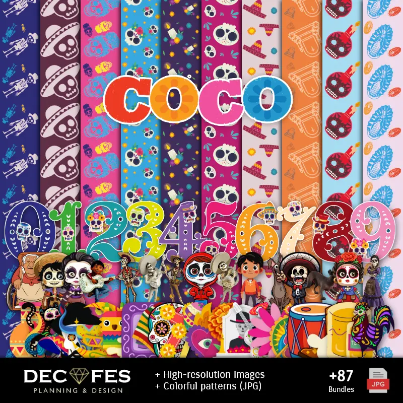 Coco Digital Paper - Printable for Scrapbook and DIY
