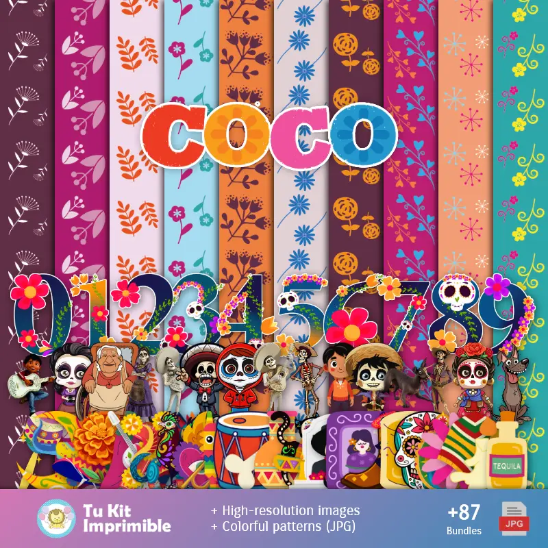 Modelli e texture Coco - Kit Scrapbook e Party