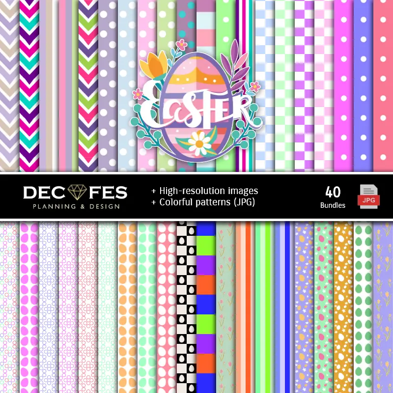 Fondos | Set de Papeles Digitales Conejo de Páscoa - Fundos para Festas e Scrapbooking
