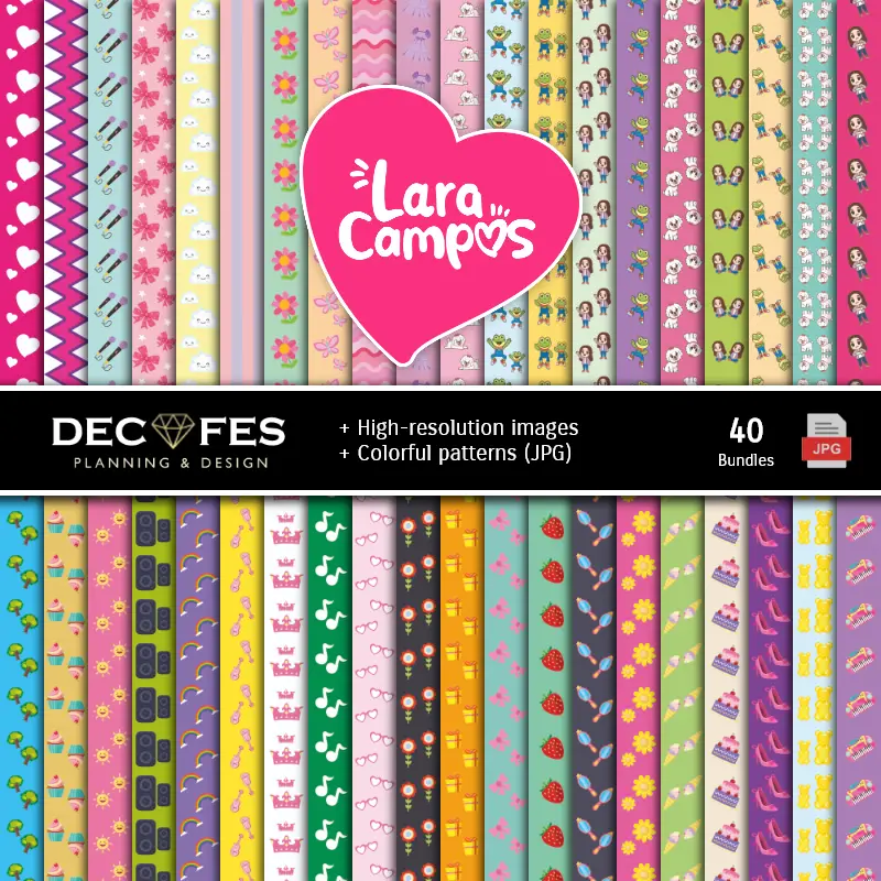 Fondos | Conjunto de papéis digitais Rene e Lara Campos - Fundos para festas e scrapbooking