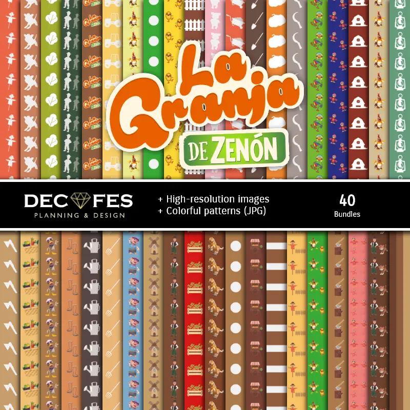 Fondos | Conjunto de papéis digitais Zenon's Farm - Fundos para festas e scrapbooking