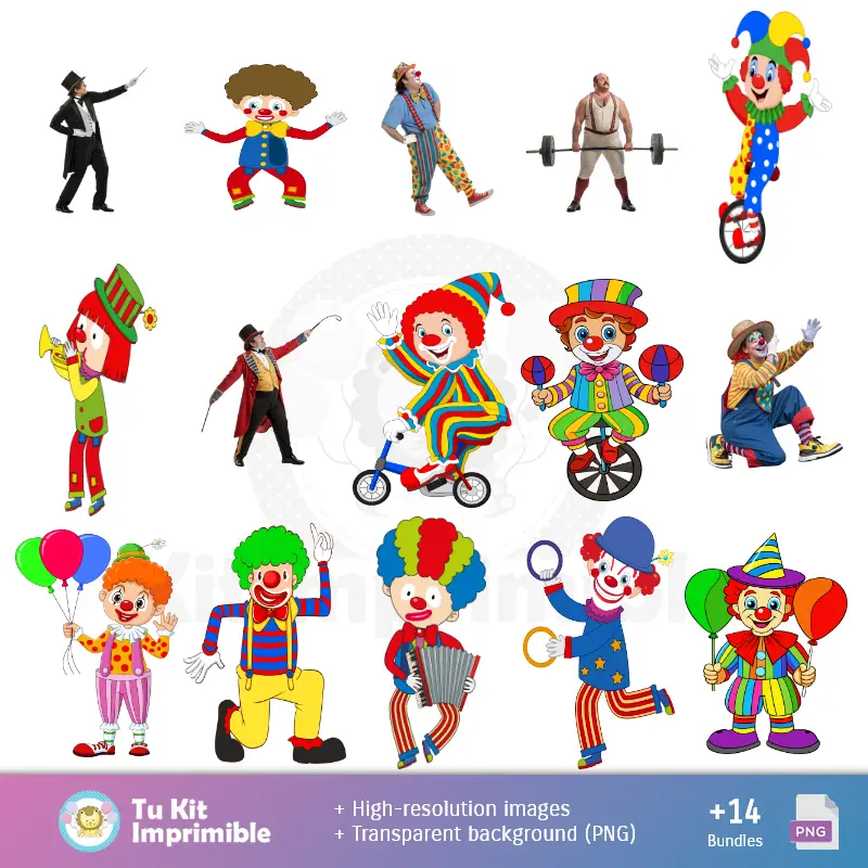 Personajes | Contexte Circus Clowns - Papiers numériques