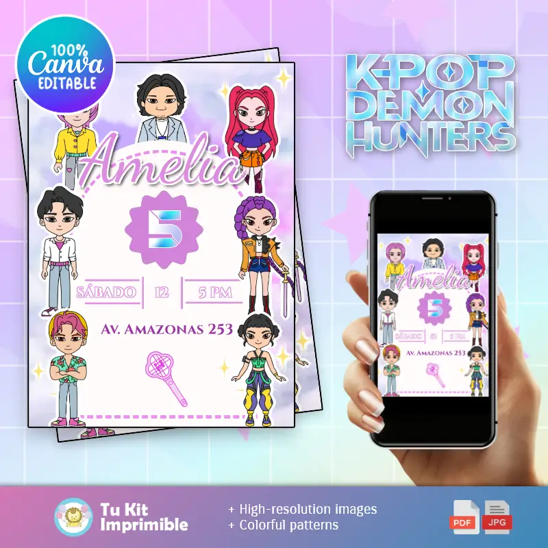 Patrones | Convite KPOP Caçadores de Demônios Super Ídolos