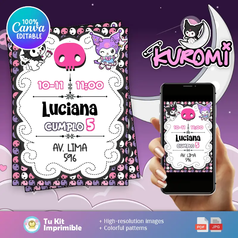 Patrones | Convite para a Festa Kawaii da Kuromi