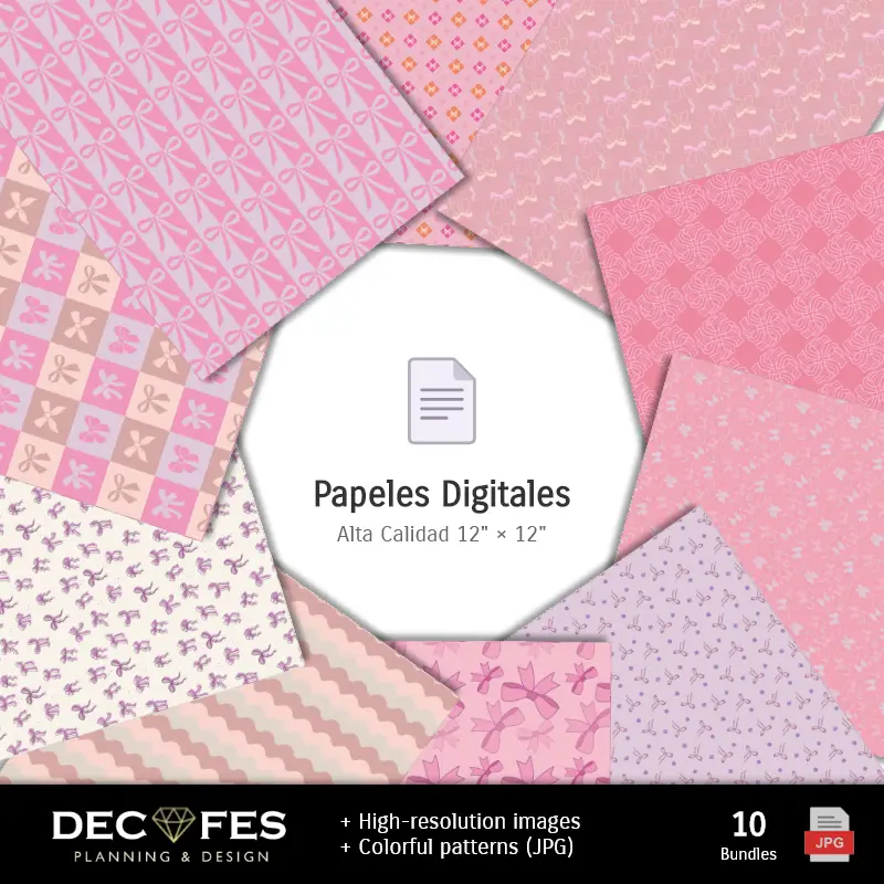 Coquette Digital Paper - Printable for Scrapbook and DIY