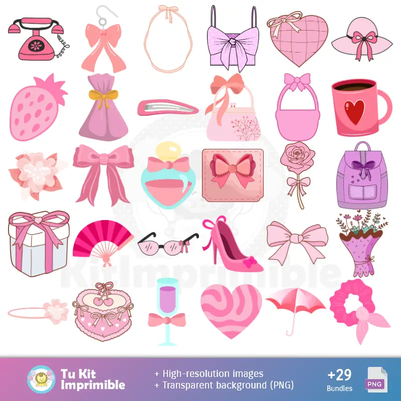 Accesorios | Coquette patterns and Textures - Scrapbook and Party Kits
