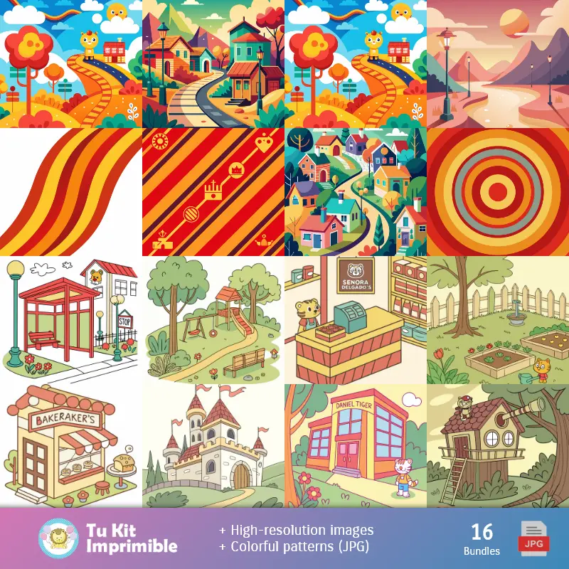 Fondos | Fundos Daniel o Tigre - Papeles Digitales para Decoração