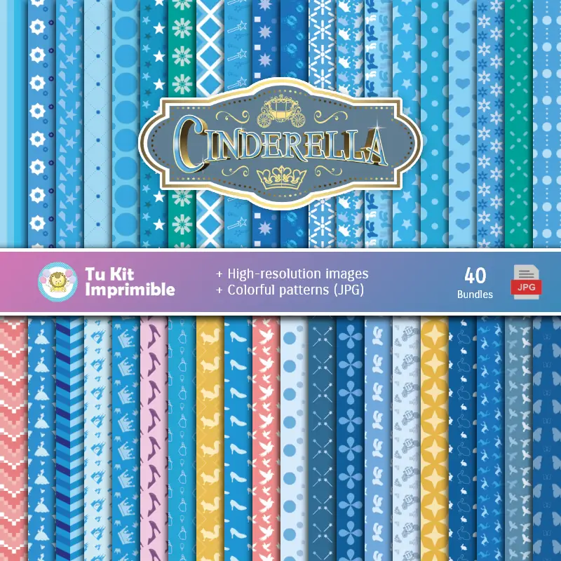 Cinderella Digital Paper Set - Fondazioni per Festival e Scrapbooking