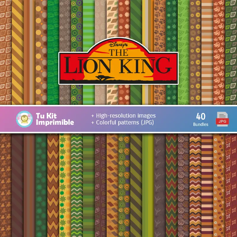 Il Lion King Digital Paper Set - Fondazioni per Festival e Scrapbooking